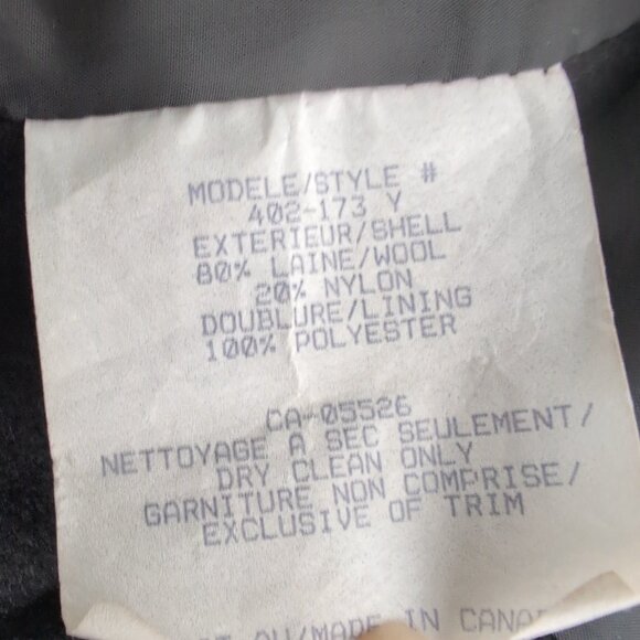 La Mode Super Women's Black Wool Trench Coat with Hood, Size 10-12 - Picture 6 of 8